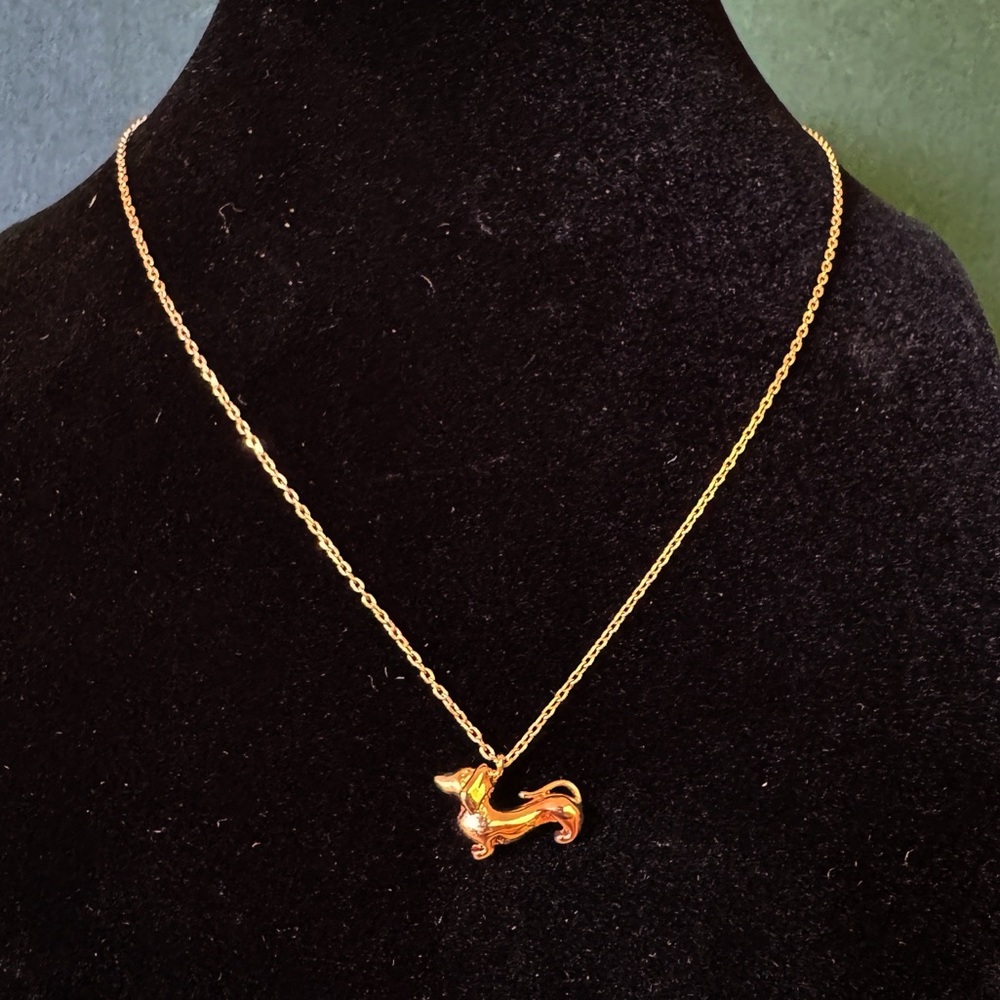 Minimalist wiener dog necklace